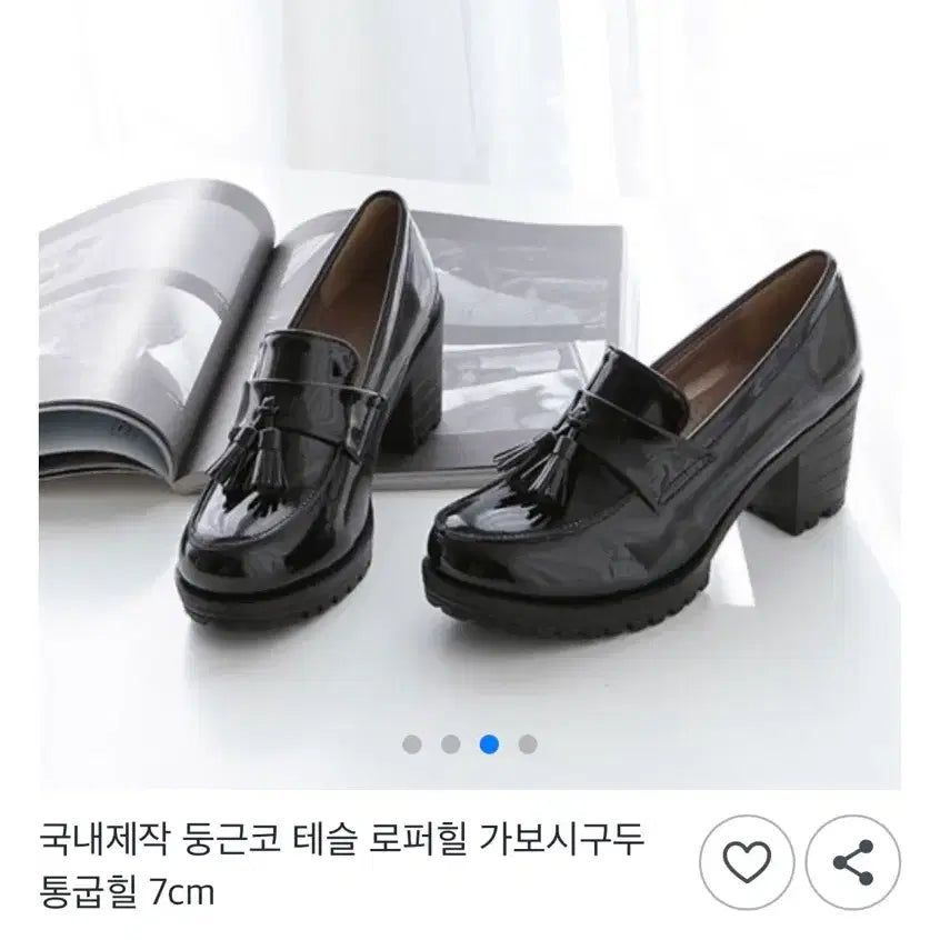 [BUNJANG] 7cm Platform Loafers - Black Enamel (235) / 통굽 구두 로퍼 7cm 국내제작