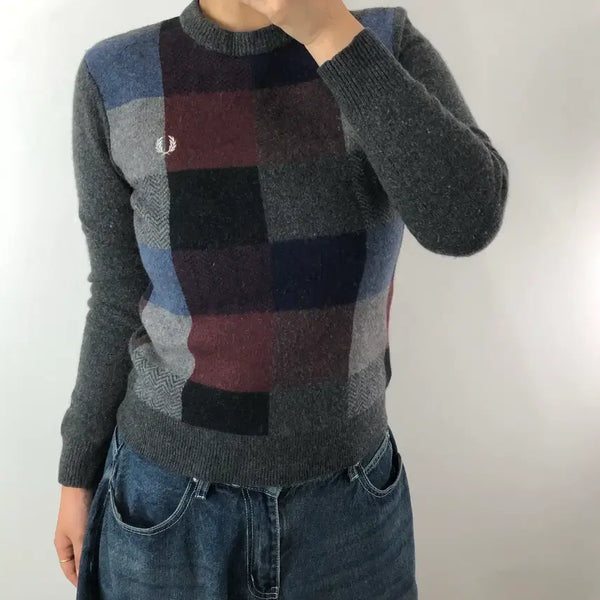 [BUNJANG] Fred Perry Check Wool Knit Sweater Size S / 프레드페리 체크 울니트 [S]