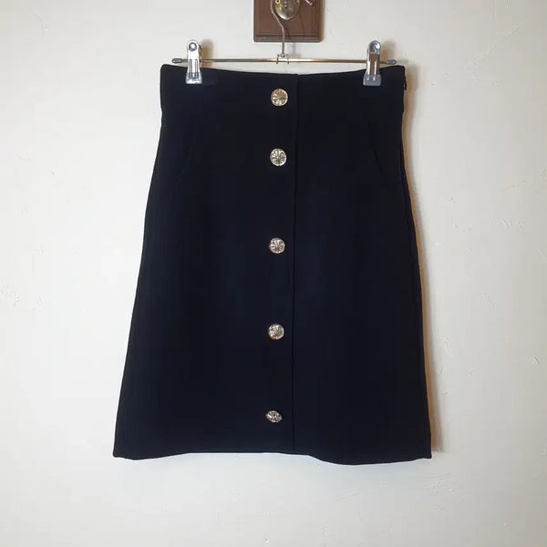 [BUNJANG] Time Jewel Button Mini Skirt / 타임 주얼 버튼 미니 스커트