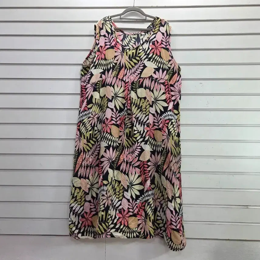 [BUNJANG] In-yeon Leaf Pattern Sleeveless Long Dress / 인견 나뭇잎무늬  민소매 롱원피스 88/보물찾기천사