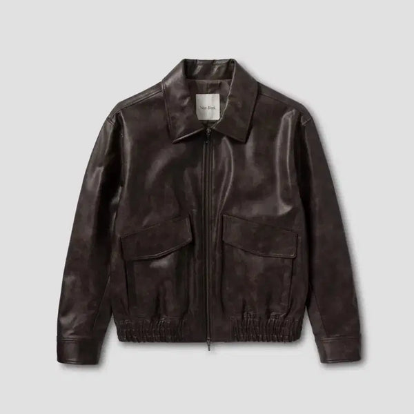 [BUNJANG] Nonblank Vegan Leather Blouson Dark Brown XL / (XL) 넌블랭크 비건 레더 블루종_DARK BROWN