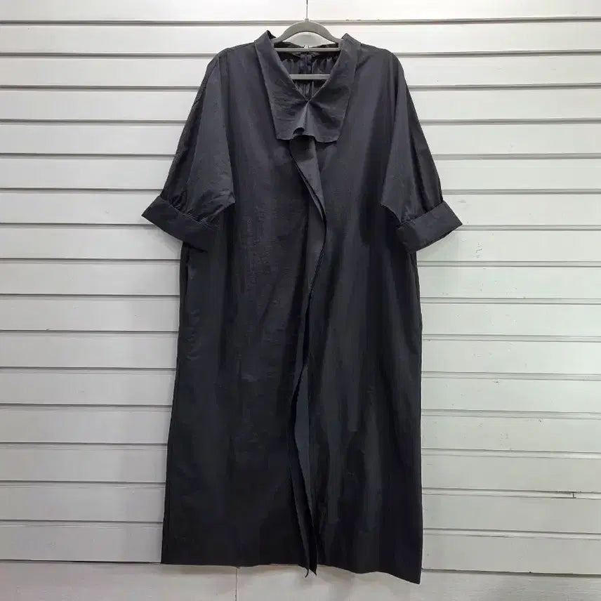 [BUNJANG] Charcoal Collar 3/4 Sleeve Long Dress / 챠콜 카라 칠부소매 롱원피스 77/보물찾기천사