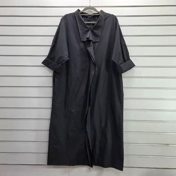 [BUNJANG] Charcoal Collar 3/4 Sleeve Long Dress / 챠콜 카라 칠부소매 롱원피스 77/보물찾기천사