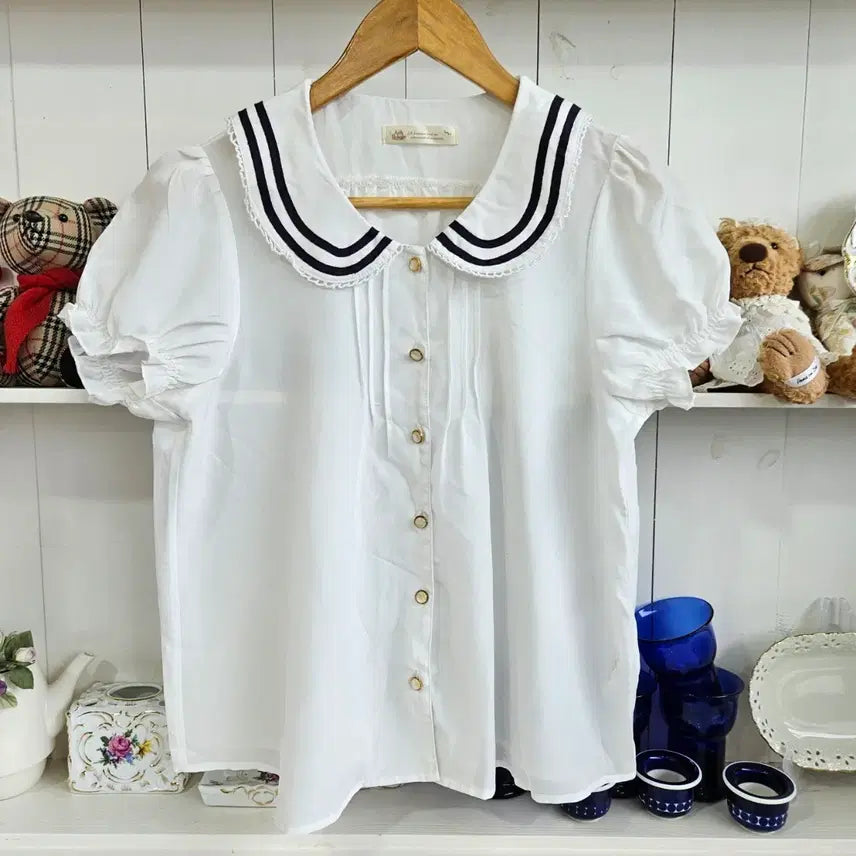 [BUNJANG] Ank Rouge Sailor Collar Puff Blouse / Ank Rouge 세일러카라 퍼프 블라우스