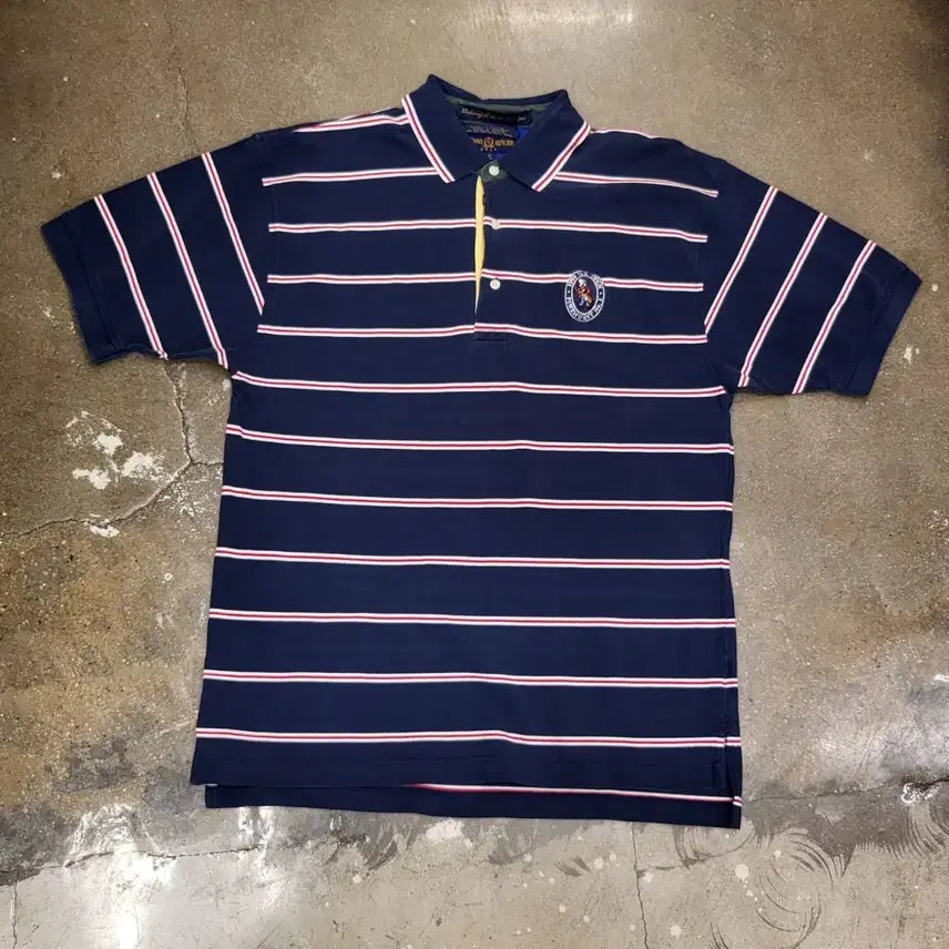 [BUNJANG] Vintage Tommy Hilfiger Golf Striped Short Sleeve Polo Shirt / 미국빈티지 타미힐피거 골프 스트라이프 반팔 카라티