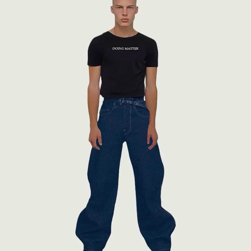 [BUNJANG] Plus604 Double Curve Raw Denim Pants / 플러스604 더블 커브 생지 데님 팬츠