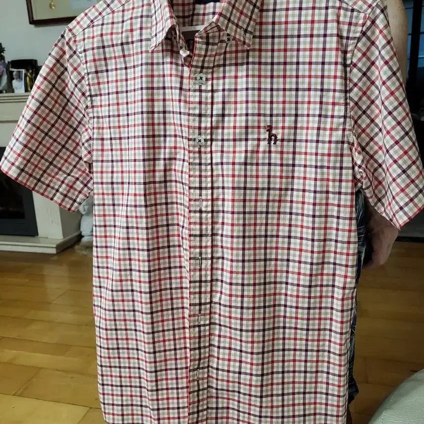 [BUNJANG] Hazzys Checked Short Sleeve Shirt Slim Fit / 헤지스 체크 반팔 셔츠  슬림핏