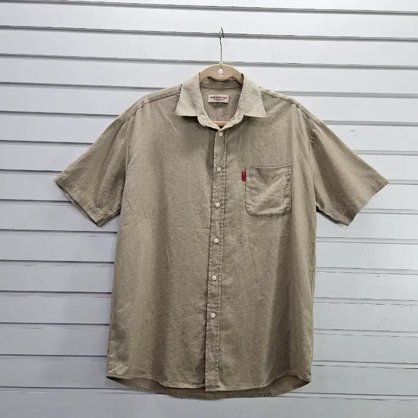 [BUNJANG] Beige Cotton Blend Men's Shirt / 베이지 면혼방 남성 남방 100/보물찾기천사