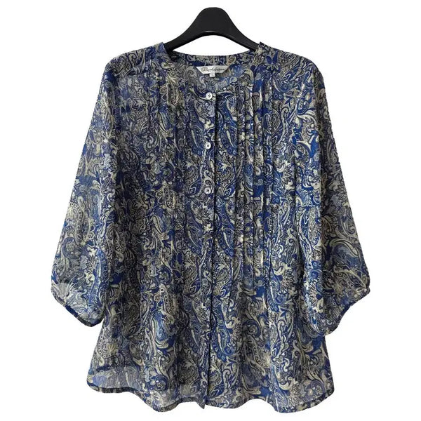 [BUNJANG] Blue Paisley Chiffon Blouse / 66/블루 페이즐리 시폰 블라우스