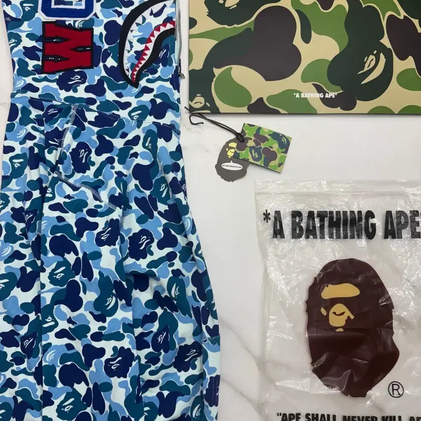 [BUNJANG] BAPE Shark Hoodie Blue Camo / 베이프 샤크 후드 블루 카모 새상품