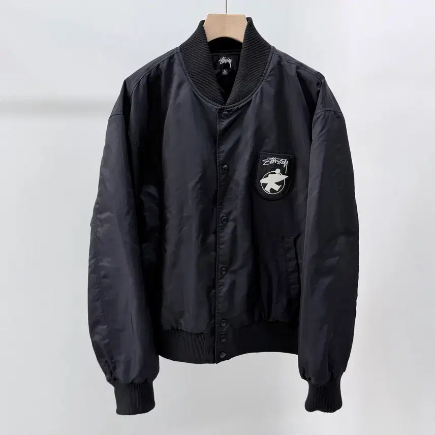 [BUNJANG] Stussy Surfman Stadium Jacket Black XL / [S급/XL] 스투시 서프맨 스타디움 자켓 블랙