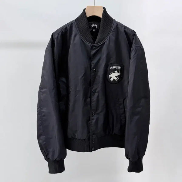 [BUNJANG] Stussy Surfman Stadium Jacket Black XL / [S급/XL] 스투시 서프맨 스타디움 자켓 블랙