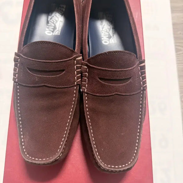 [BUNJANG] Salvatore Ferragamo Burgundy Suede Loafers / 페라가모 로퍼 버건디 스웨이드 슈즈 2회착용