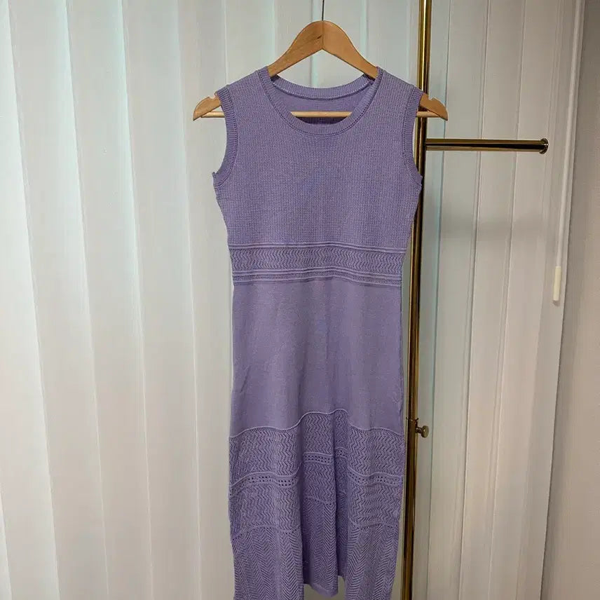 [BUNJANG] Lavender Knit Sleeveless Dress / 라벤더 니트 민소매 원피스