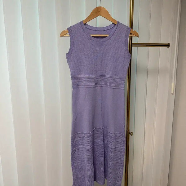 [BUNJANG] Lavender Knit Sleeveless Dress / 라벤더 니트 민소매 원피스