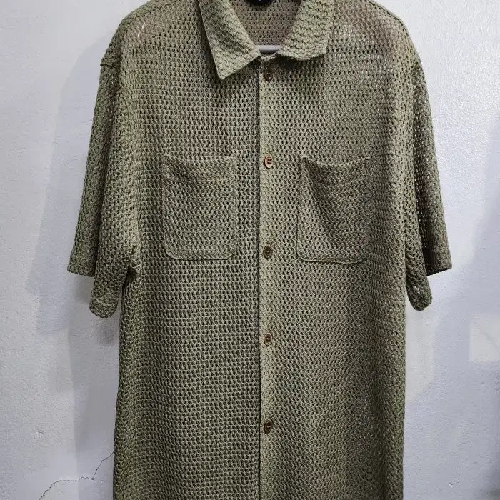 [BUNJANG] TRILLION Crochet Net Mesh See-through Short-Sleeve Shirt XL / [트릴리온] 크로셰 그물 메쉬 시스루 반팔 셔츠 XL
