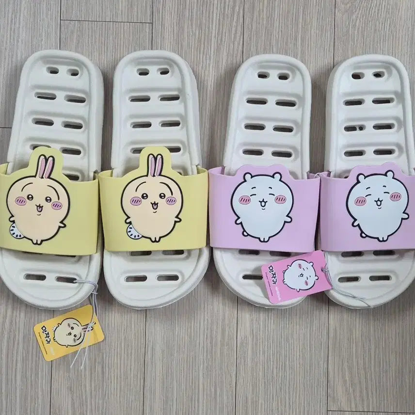 [BUNJANG] Cheekawa Official Bathroom Slippers (Set) - 250mm, Yellow/Pink / 세트상품)정품 먼작귀 치이카와 욕실 슬리퍼 250mm 옐로우/핑크