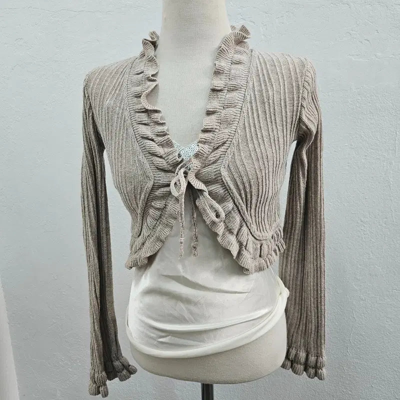 [BUNJANG] Vintage Beige Cotton Blend Cardigan / 가디건 여 55 J6168