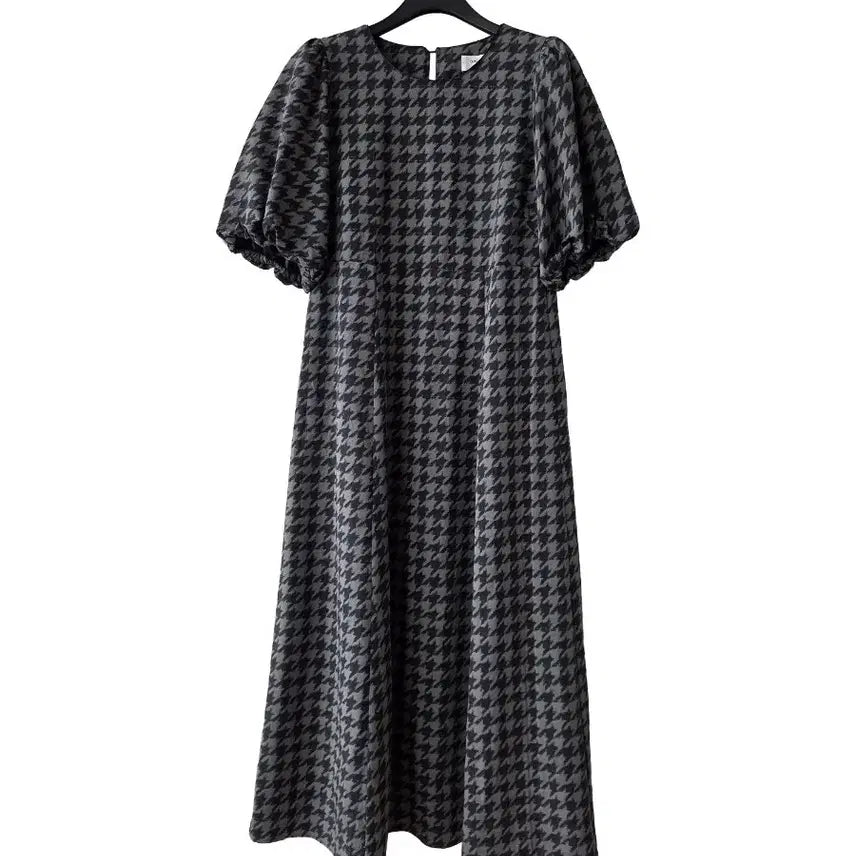 [BUNJANG] Puff Sleeve Dress with Back Banding / 55/무늬 퍼프 뒷밴딩 원피스