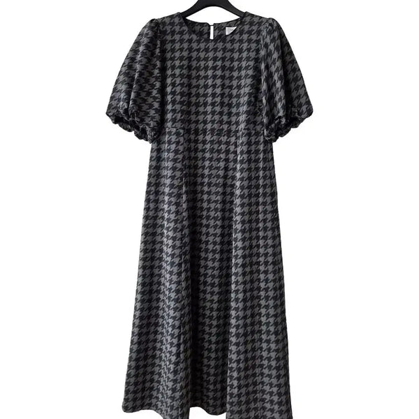 [BUNJANG] Puff Sleeve Dress with Back Banding / 55/무늬 퍼프 뒷밴딩 원피스