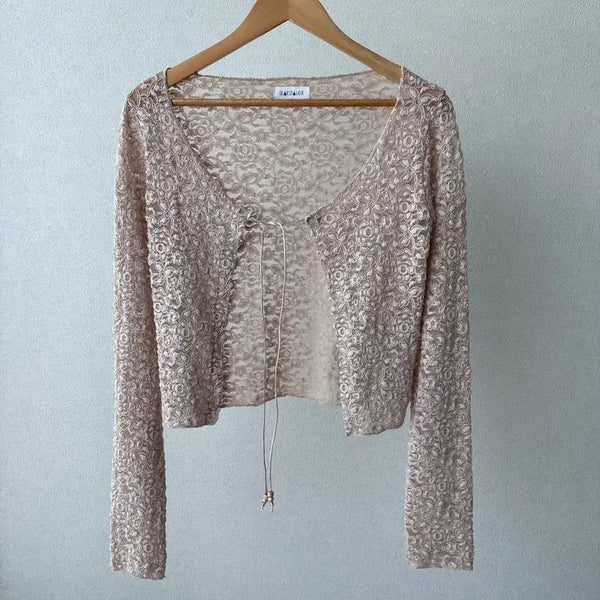 [BUNJANG] Dear Stalker Beige Bead Lace Cardigan / 디어스토커 베이지 비즈 레이스 가디건