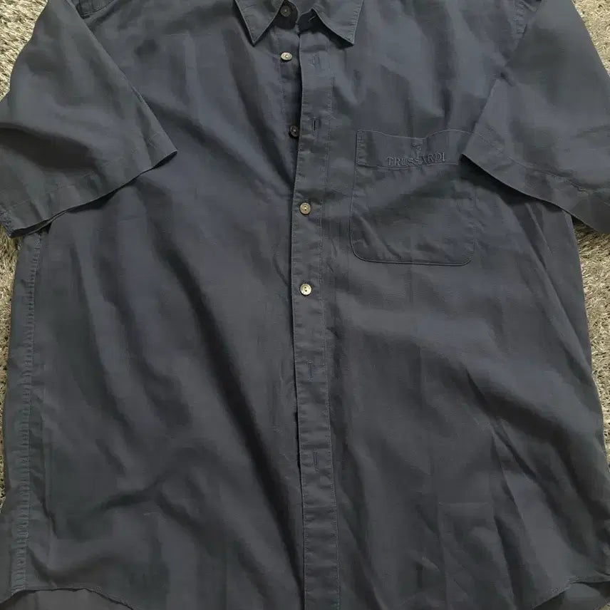 [BUNJANG] TRUSSARDI Navy Logo Button Shirt Size 105 / 일제 TRUSSARDI 셔츠 사이즈 105