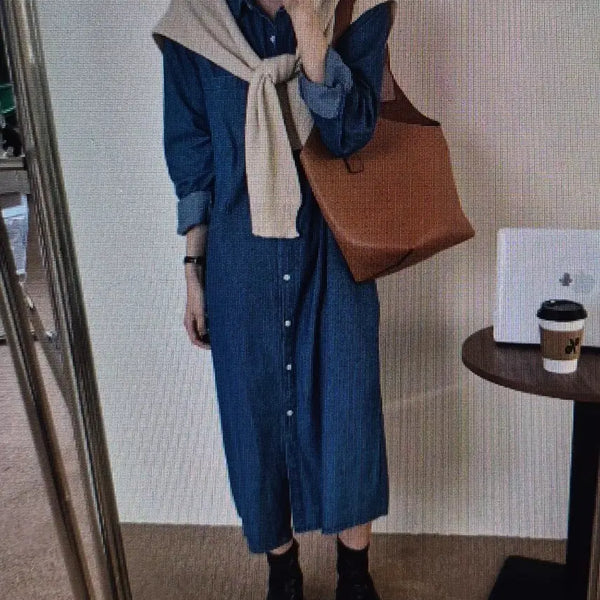 [BUNJANG] Denim Shirt Long Dress / (해외배송)데님 셔츠 원피스