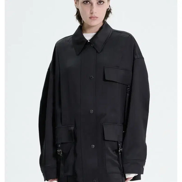 [BUNJANG] Trimming Bird Glossy Satin Strap Jacket Black / 트리밍버드 Glossy Satin Strap Jacket [ Black ]