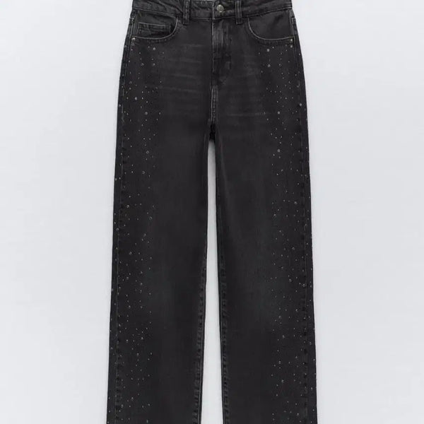 [BUNJANG] Zara Black Denim Jeans US4 Cubic Embellished / 자라 청바지 US4사이즈
