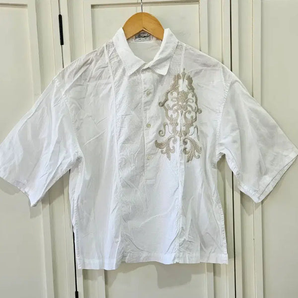 [BUNJANG] Alexander Italy Embroidered Short Sleeve Shirt / Alexander 알렉산더 이탈리아 자수 반팔 셔츠