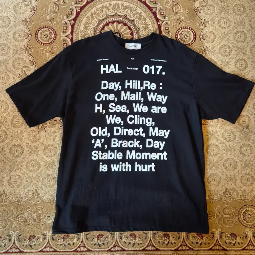 [BUNJANG] OFER HAL 017 Printing Short Sleeve T-Shirt Black / (새상품) 오퍼 HAL 017 프린팅 반팔 티셔츠 블랙