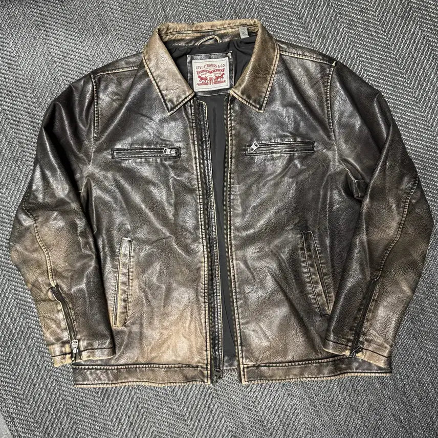 [BUNJANG] Levi's Vintage Washed Leather Jacket / 리바이스 레더 자켓