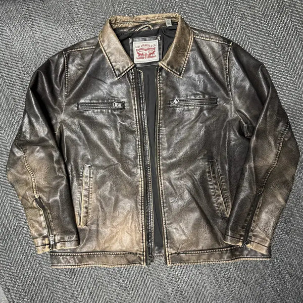 [BUNJANG] Levi's Vintage Washed Leather Jacket / 리바이스 레더 자켓