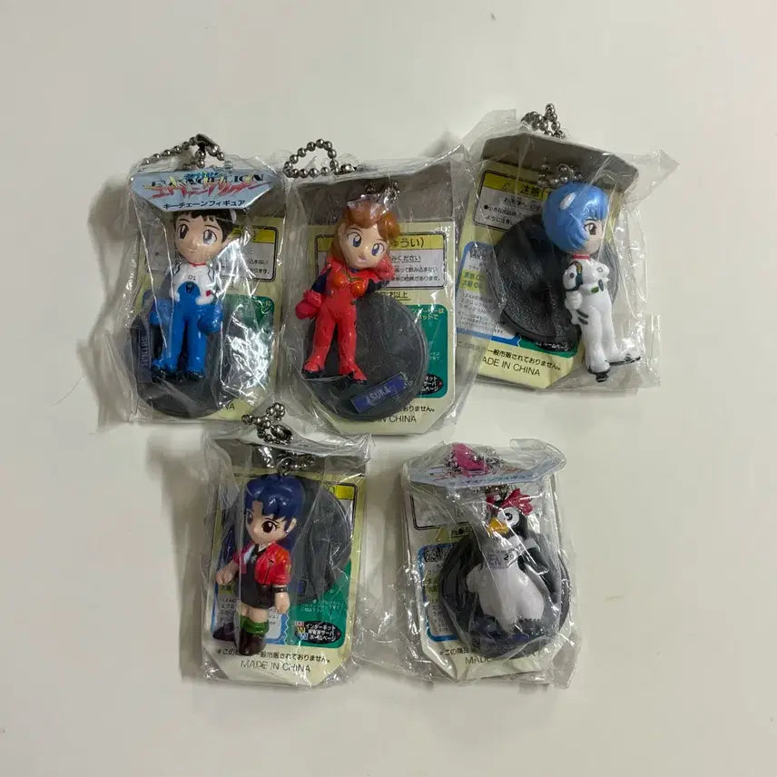 [BUNJANG] Evangelion Figures Keychain Bundle Set (5 Types) / (미개봉) 에반게리온 피규어 키링 5종 일괄