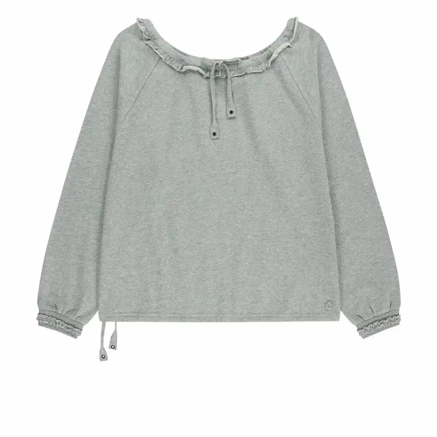 [BUNJANG] KOSEIO DRAWSTRING LONG SLEEVE MELANGE GREY / 코이세이오DRAWSTRING LONG SLEEVE MELANGE GREY