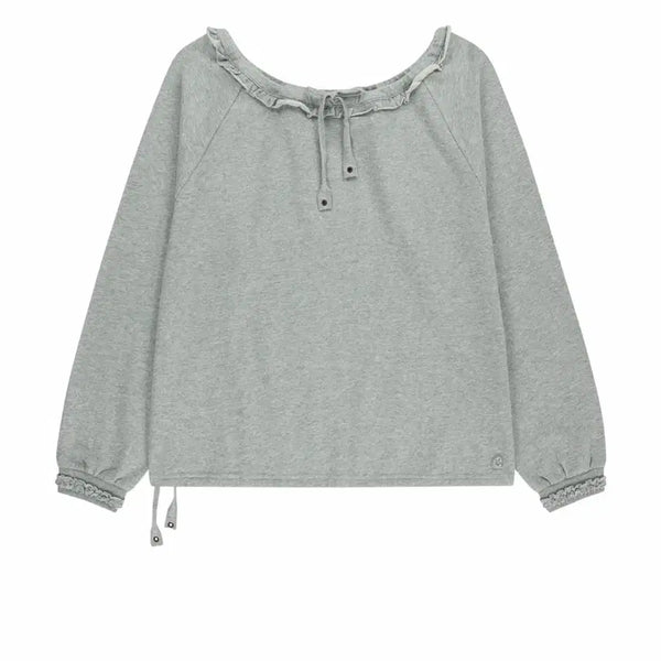 [BUNJANG] KOSEIO DRAWSTRING LONG SLEEVE MELANGE GREY / 코이세이오DRAWSTRING LONG SLEEVE MELANGE GREY
