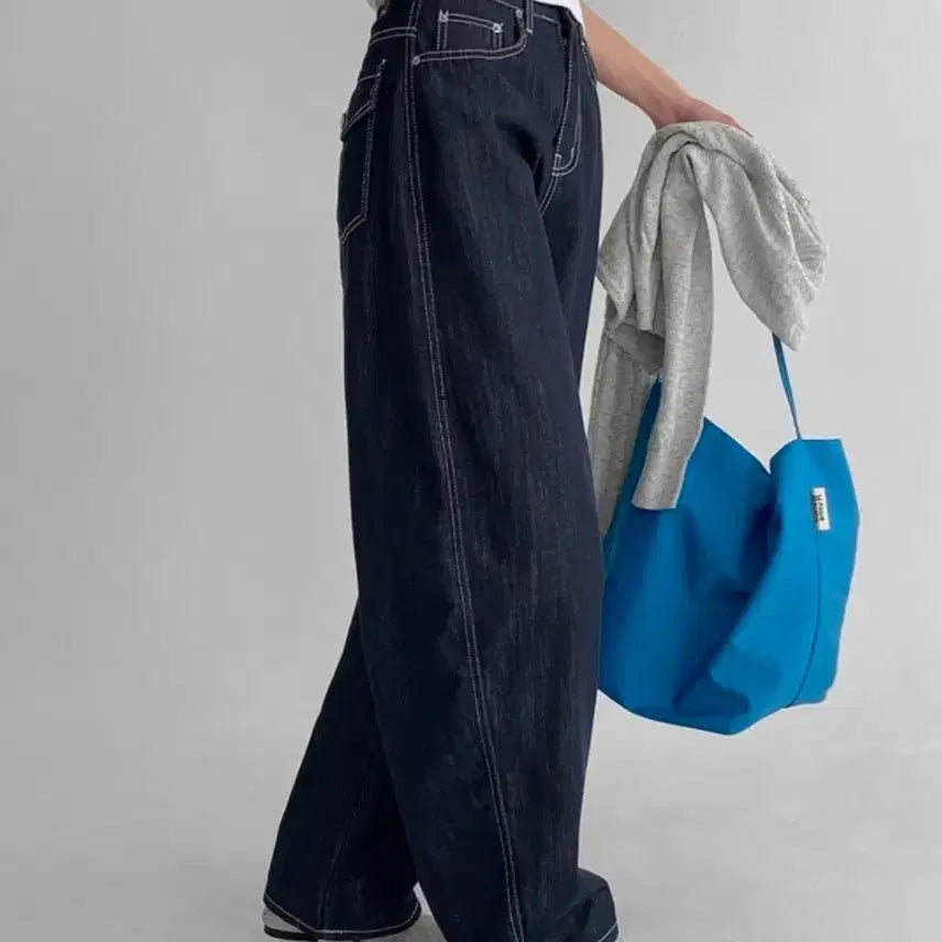 [BUNJANG] ROBINYOO Laer Back Pocket Curved Pants Dark Blue M / (새상품) 로빈유 라에르 백포켓 커브드 팬츠 #진청, M