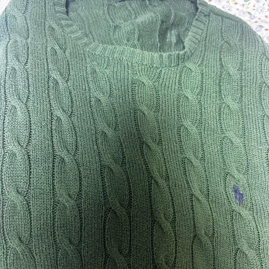[BUNJANG] Polo Ralph Lauren Green Cable Knit Sweater / 폴로 랄프로렌 그린 니트