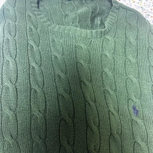 [BUNJANG] Polo Ralph Lauren Green Cable Knit Sweater / 폴로 랄프로렌 그린 니트