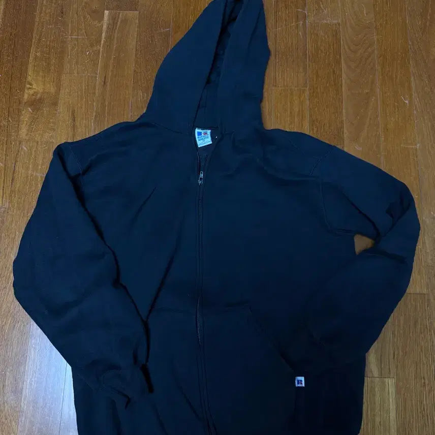 [BUNJANG] 90s Russell Black Zip-Up Hoodie / 90s 러셀 블랙 후드집업