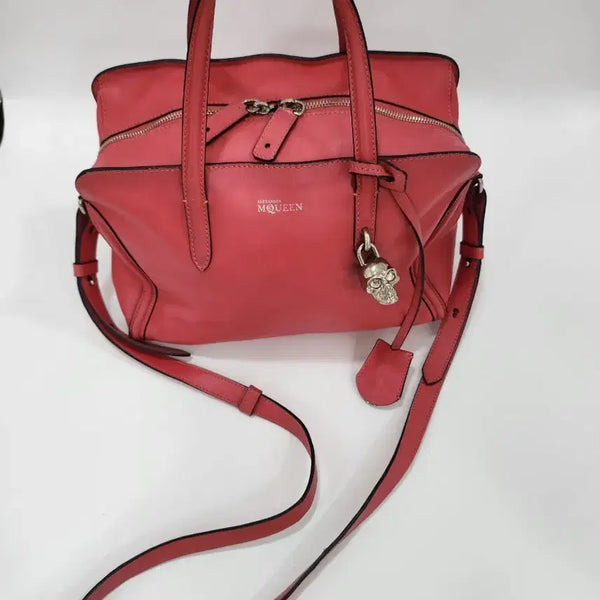 [BUNJANG] Alexander McQueen Dark Pink Leather 3-Way Skull Totem Tote Shoulder Cross Bag / 알렉산더 맥퀸 핑크 토트백 숄더백 크로스백