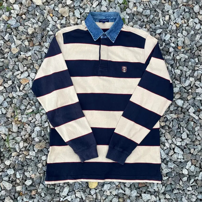 [BUNJANG] Ron Bennett 90s Denim Collar Rugby Shirt / 90s 론베넷(Ron Bennett) 데님 카라 럭비 셔츠 (실측확인