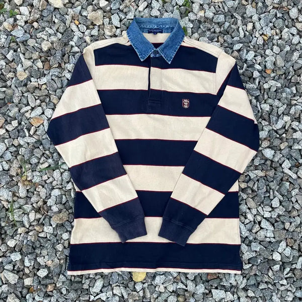 [BUNJANG] Ron Bennett 90s Denim Collar Rugby Shirt / 90s 론베넷(Ron Bennett) 데님 카라 럭비 셔츠 (실측확인