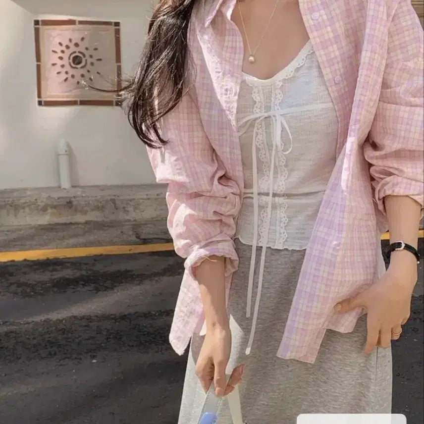 [BUNJANG] FINE THANK YOU Pink Check Pattern Shirt / [파인땡큐] 체크 셔츠