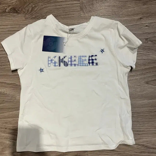 [BUNJANG] KKK Check Patch Short-Sleeve T-shirt / 케이케이이이이 체크패치 반팔티