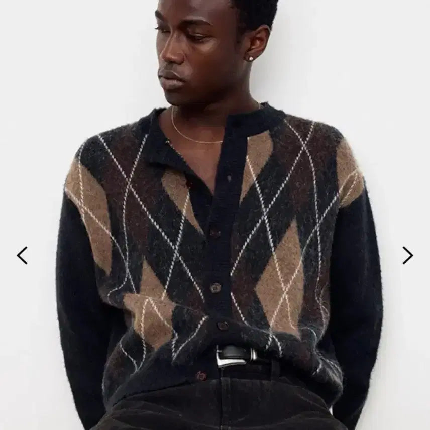 [BUNJANG] Tonywack Mohair Argyle Crew-neck Cardigan / [M] 토니웩 모헤어 아가일 크루넥 가디건 새상품 판매