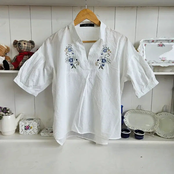 [BUNJANG] CHIP CLIP Flower Embroidery Cotton Blouse / CHIP CLIP 플라워 자수 코튼 블라우스