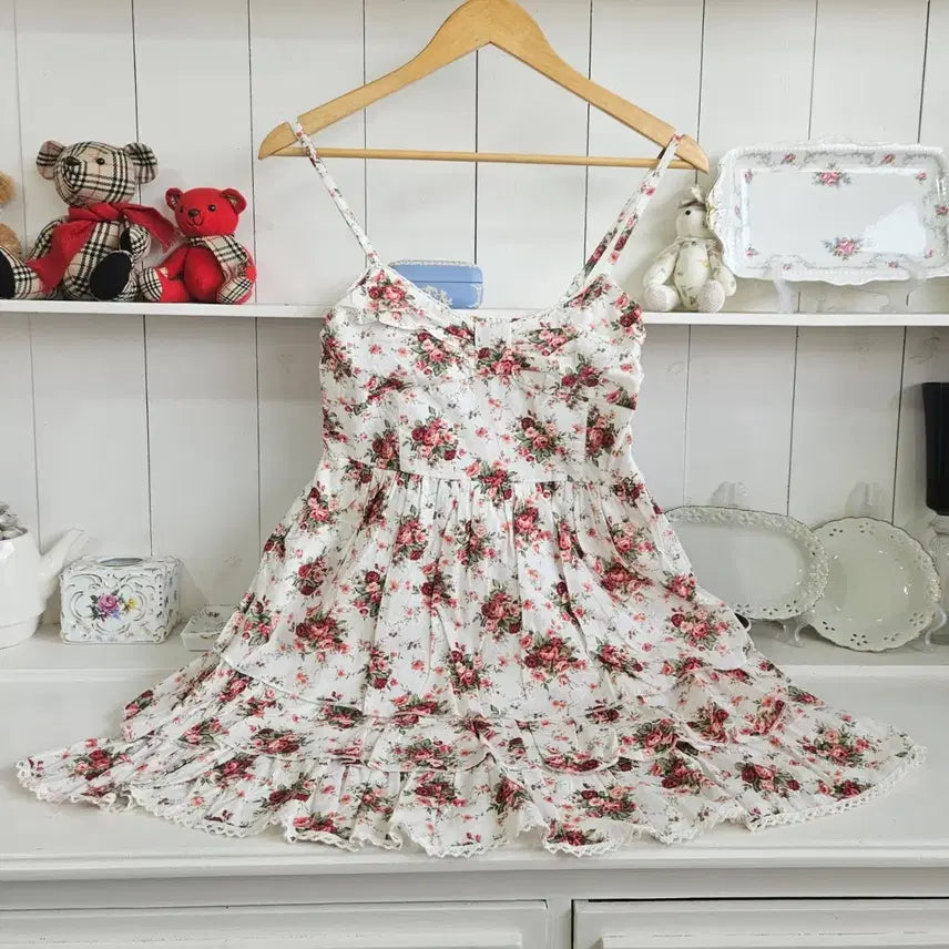 [BUNJANG] Liz Lisa Rose Flower Layered Frill Dress / LIZ LISA 로즈 플라워 레이어드 프릴 원피스
