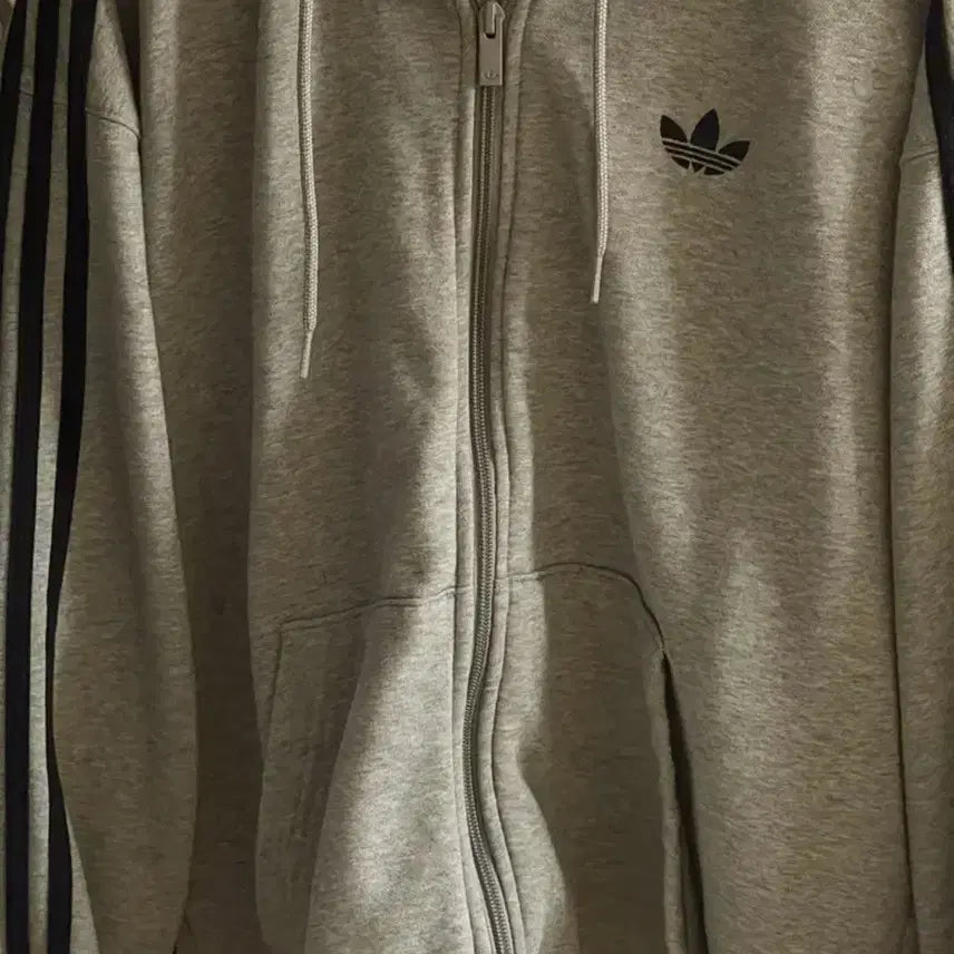 [BUNJANG] Adidas Three-Stripes Logo Grey Hoodie S / 아디다스 삼선 로고 회색 후드집업 s