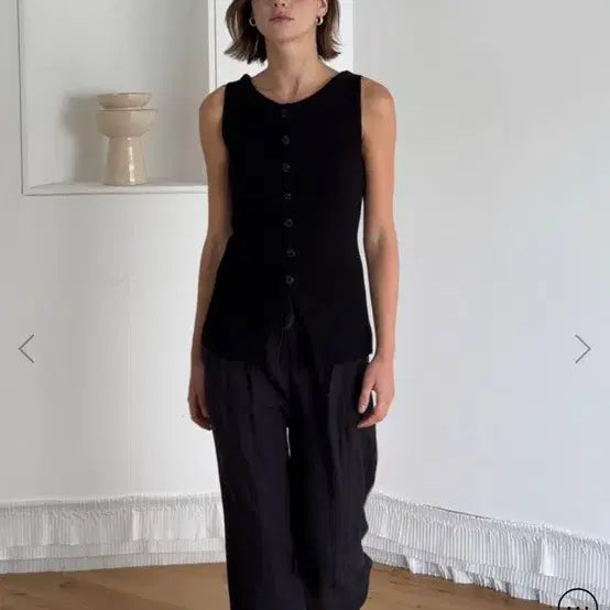 [BUNJANG] OOHH Milo Button Sleeveless Black / 오브오브 milo button sleeveless black